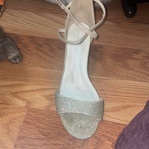 2 or 3 in heels worn one time at a school dance. champagne gold with cross strap